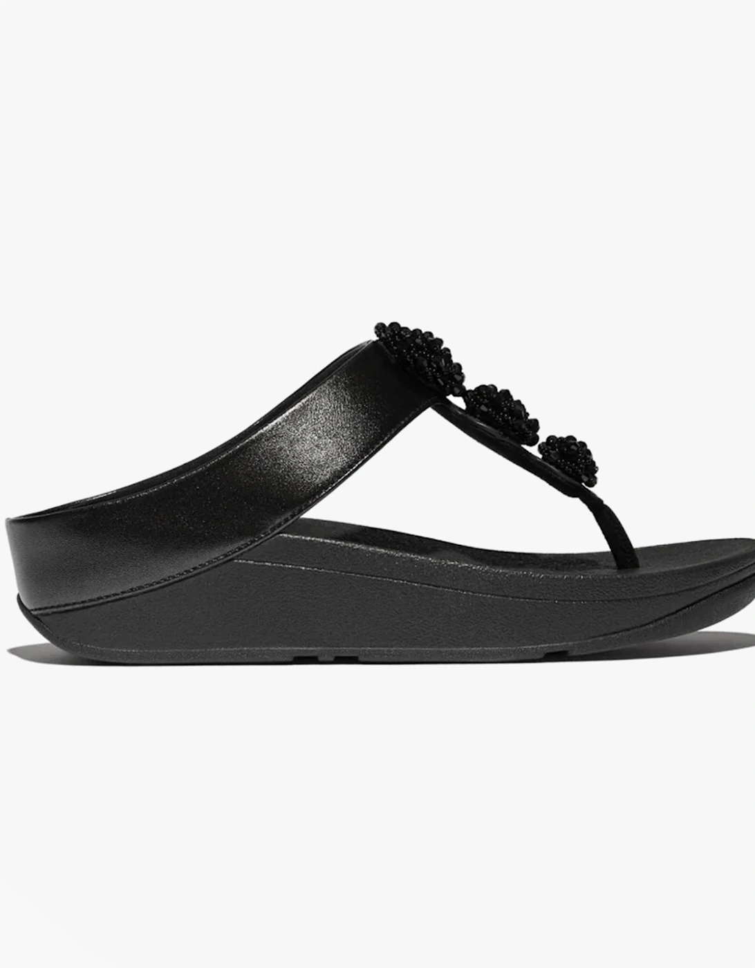 FINO BEADIE-BUTTON Womens Toe Post Sandals Metallic Black, 8 of 7