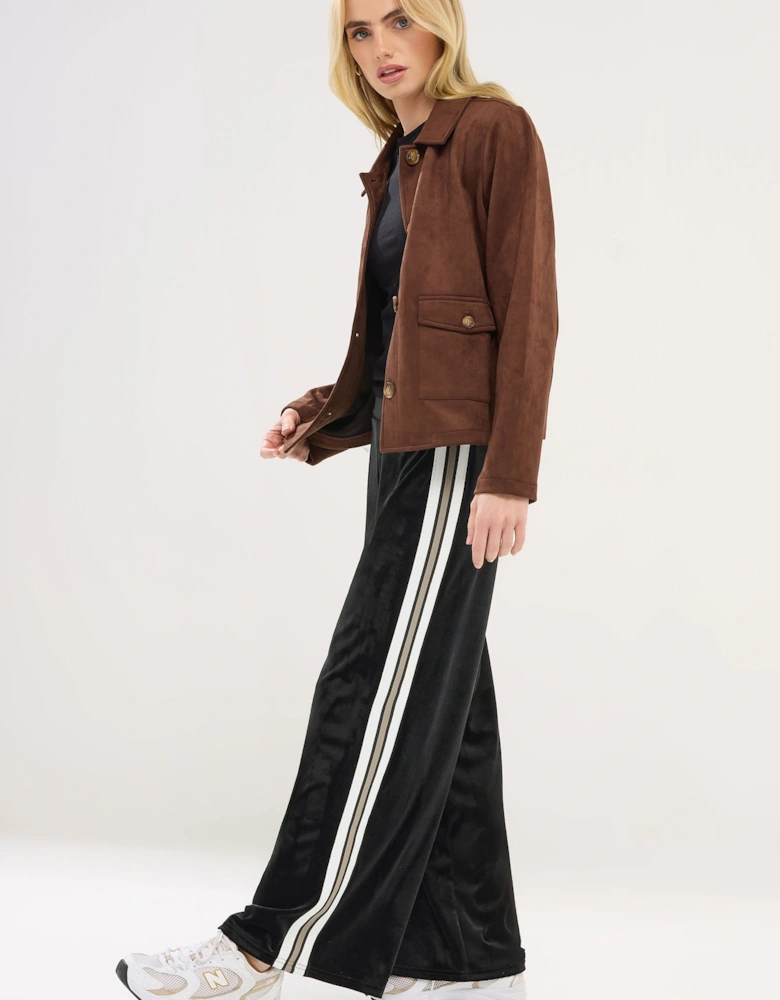 Petite Velour Side Stripe Trousers