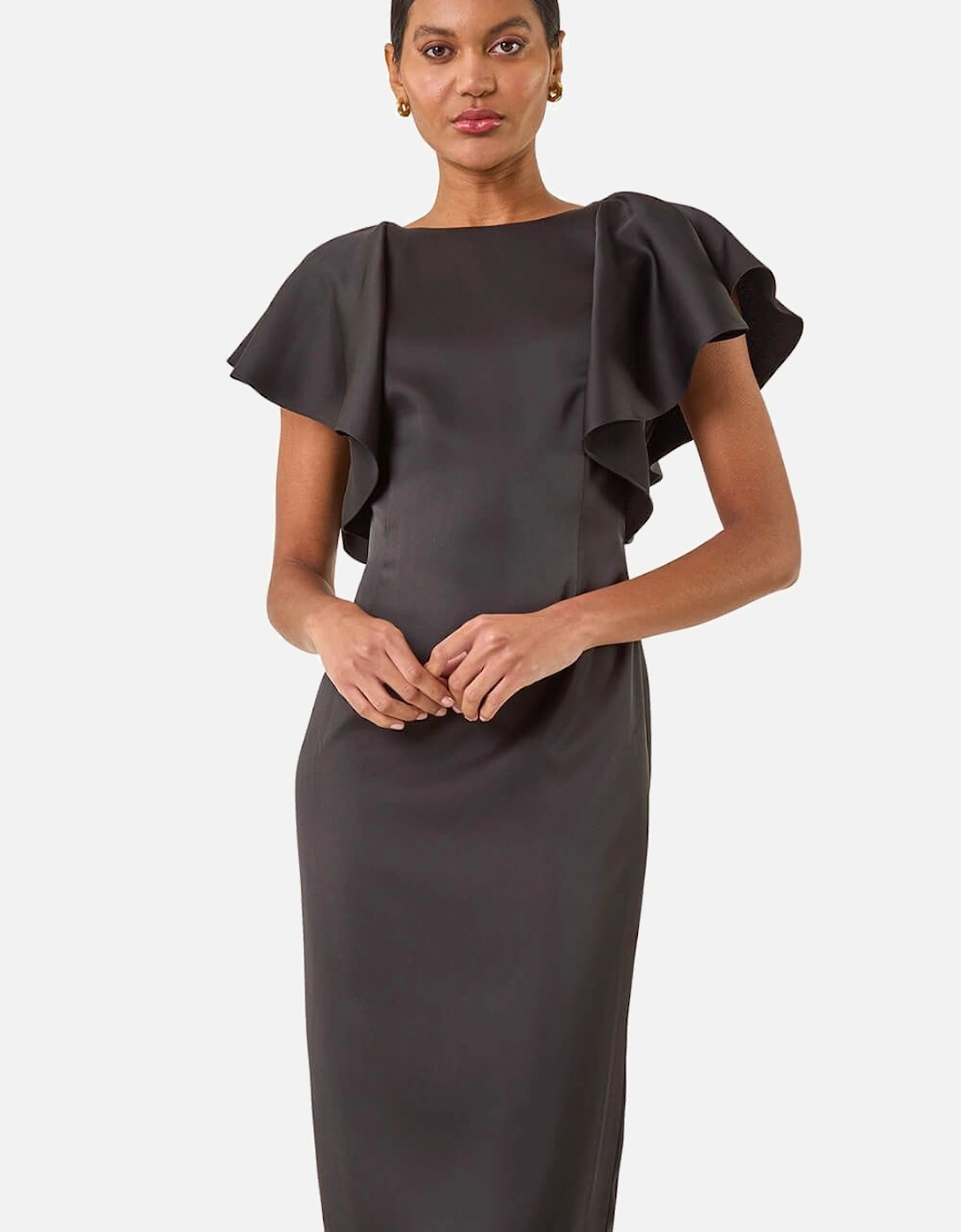 Satin Ruffle Sleeve Dress, 2 of 1