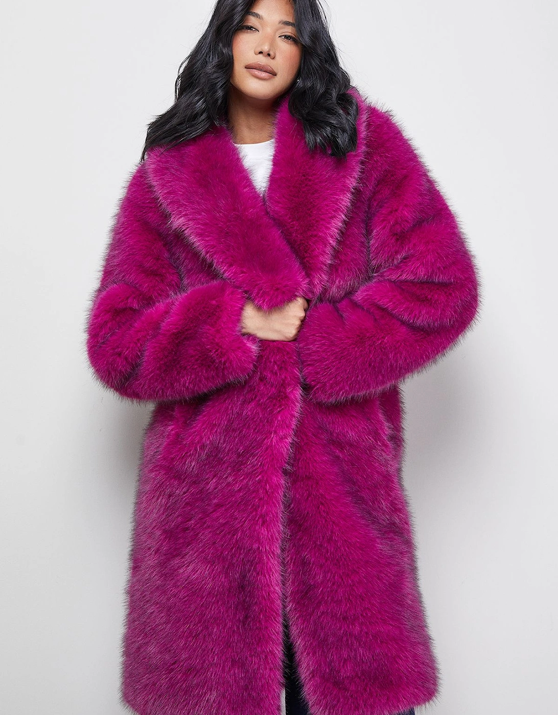Two Tone Luxe Faux Fur Coat, 2 of 1
