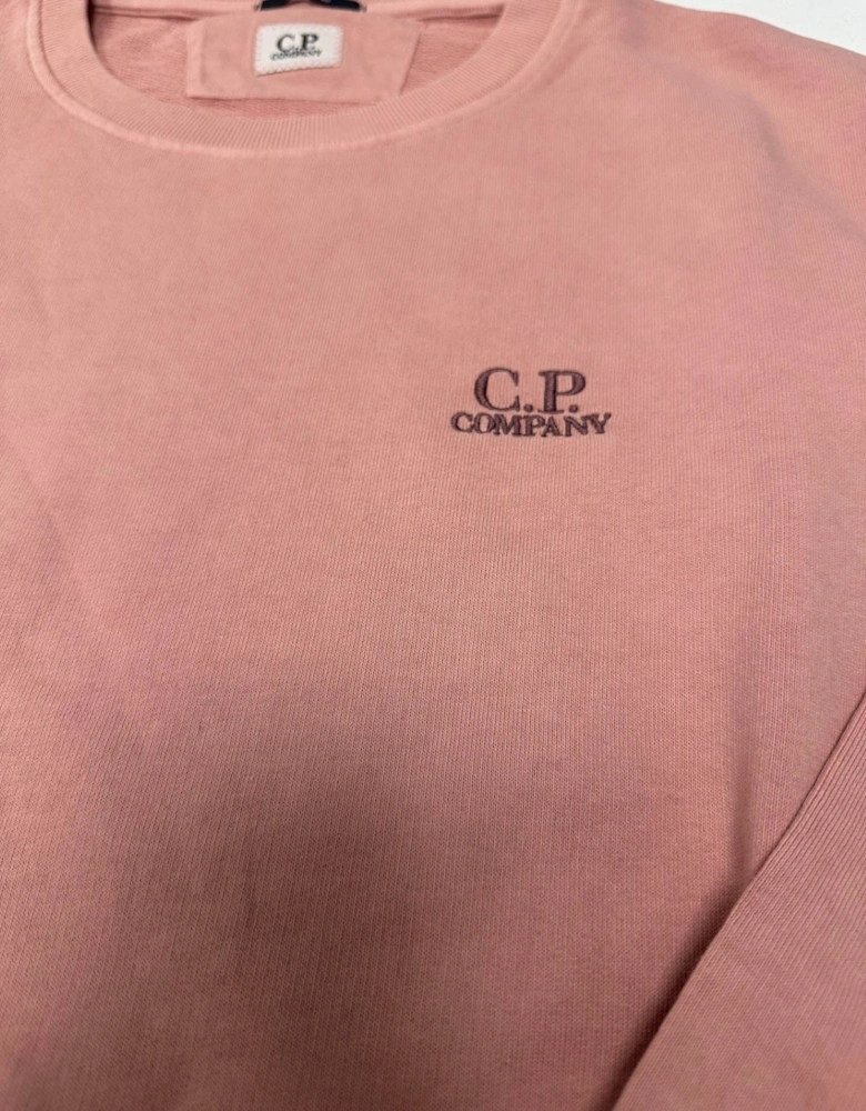 Men's C.P. Company Resist Dyed Fleece Crew Neck Salmon Pink Sweatshirt