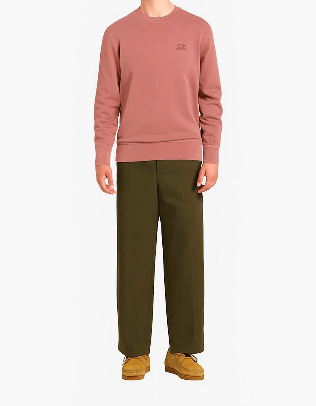 Men's C.P. Company Resist Dyed Fleece Crew Neck Salmon Pink Sweatshirt