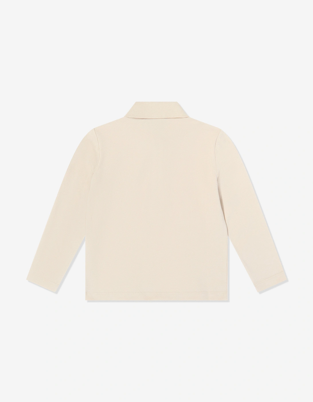 Boys Long Sleeve Logo Polo Shirt in Beige