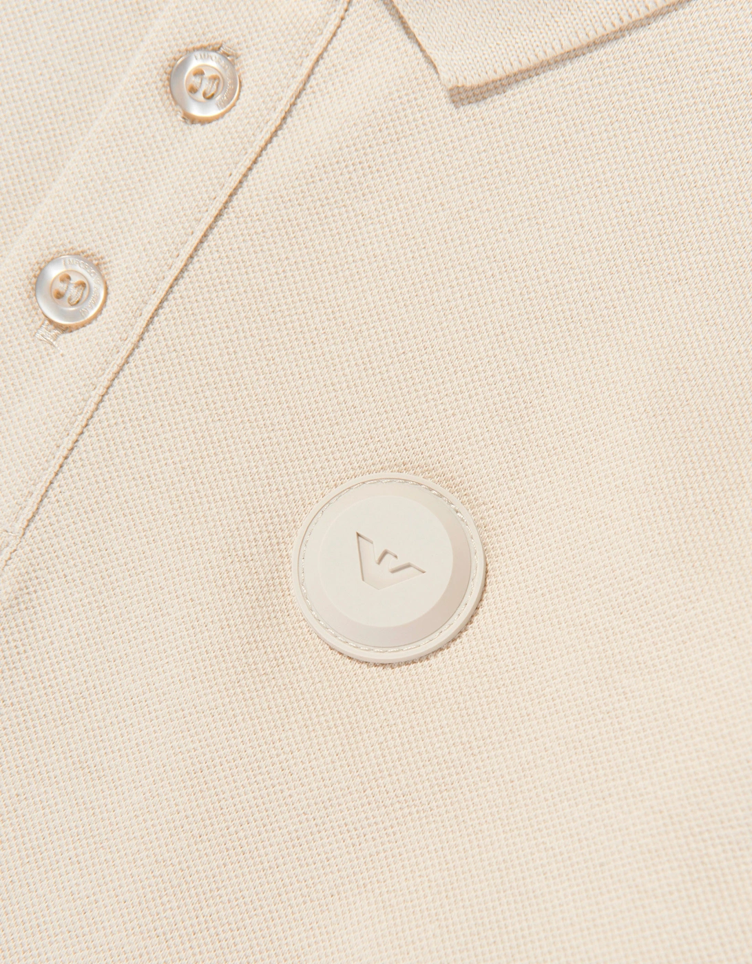 Boys Long Sleeve Logo Polo Shirt in Beige