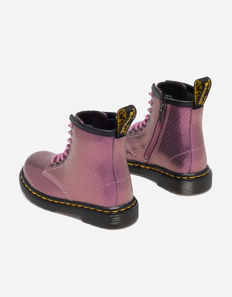 Girls 1460 Reptile Embossed Leather Boots in Purple
