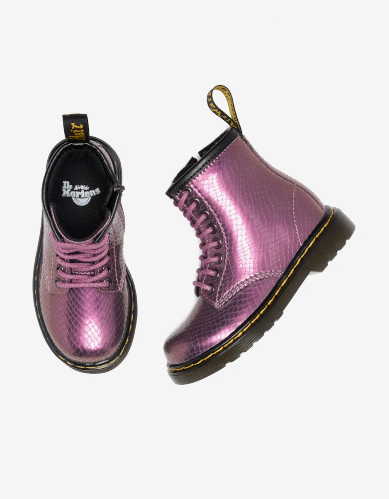Girls 1460 Reptile Embossed Leather Boots in Purple