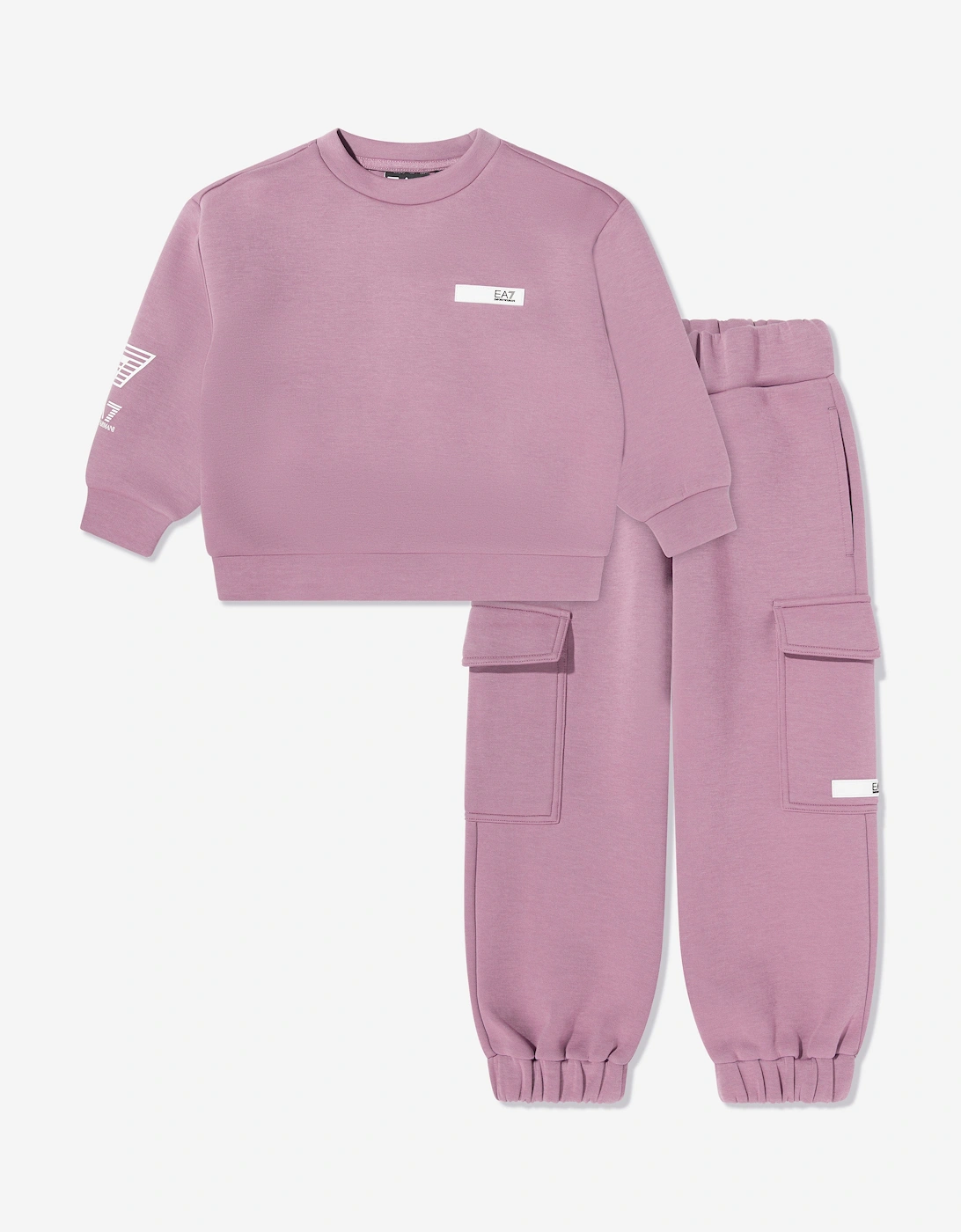 Girl's EA7 Emporio Armani Girls Natural Ventus Tracksuit in Pink - Size: 8 years