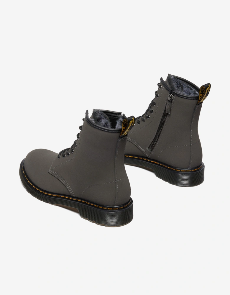 Kids 1460 Serena Faux Fur Lined Leather Boots in Grey