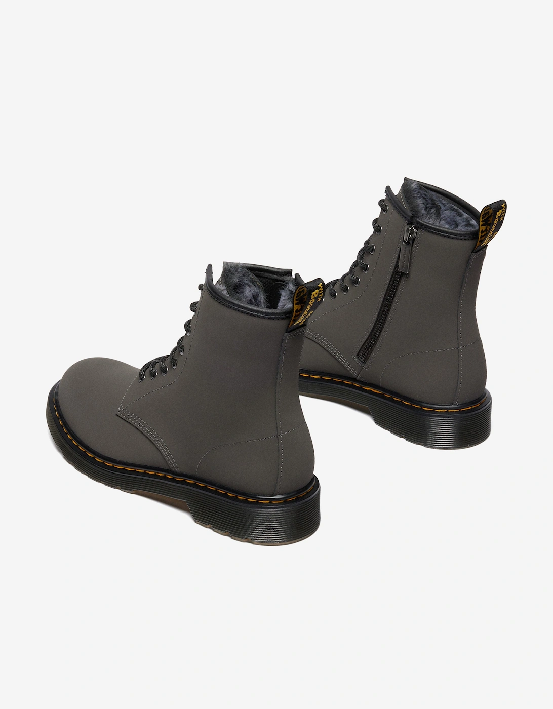 Kids 1460 Serena Faux Fur Lined Leather Boots in Grey