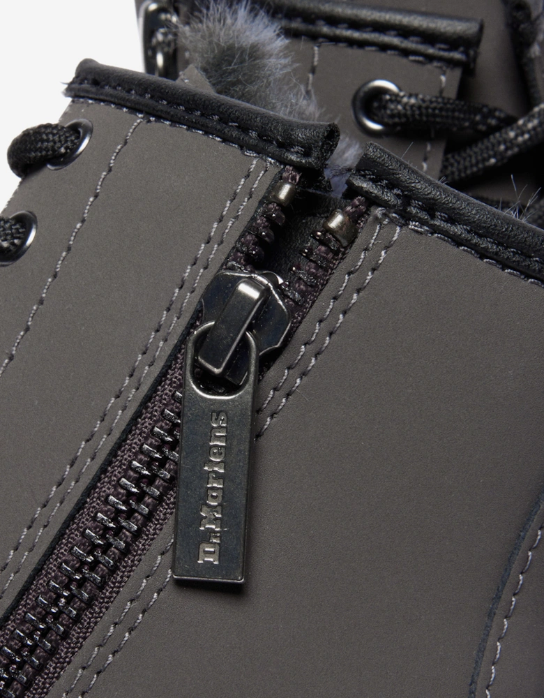 Kids 1460 Serena Faux Fur Lined Leather Boots in Grey