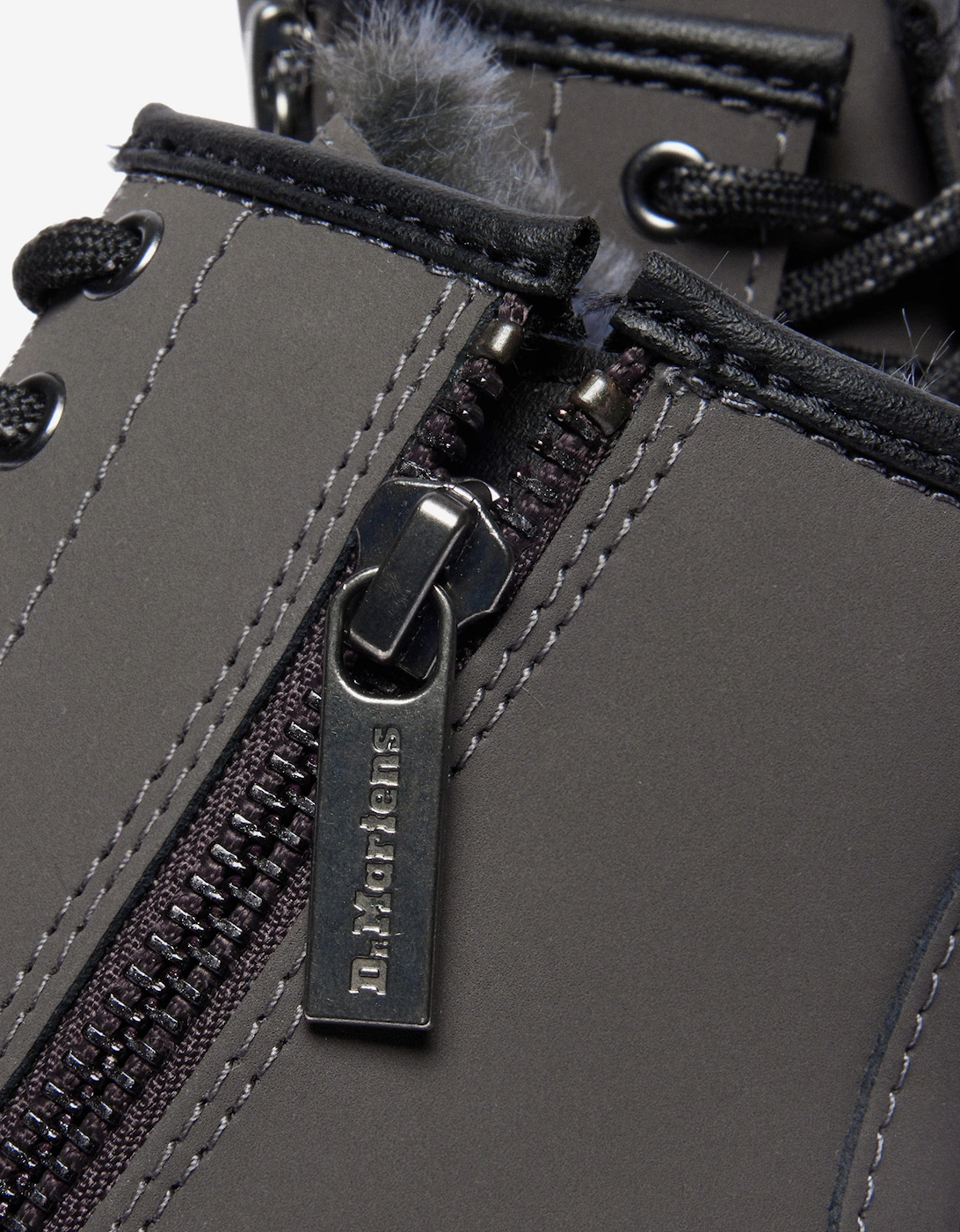 Kids 1460 Serena Faux Fur Lined Leather Boots in Grey