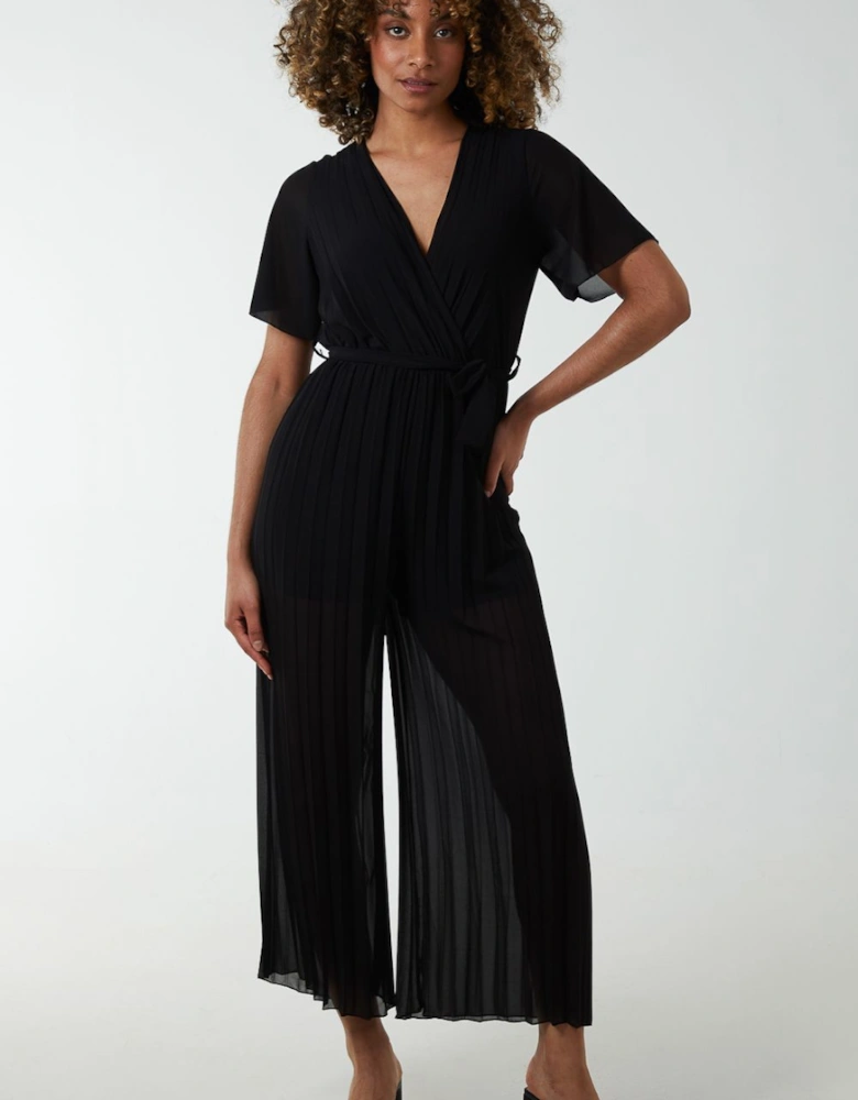 Pleated Wrapover Jumpsuit
