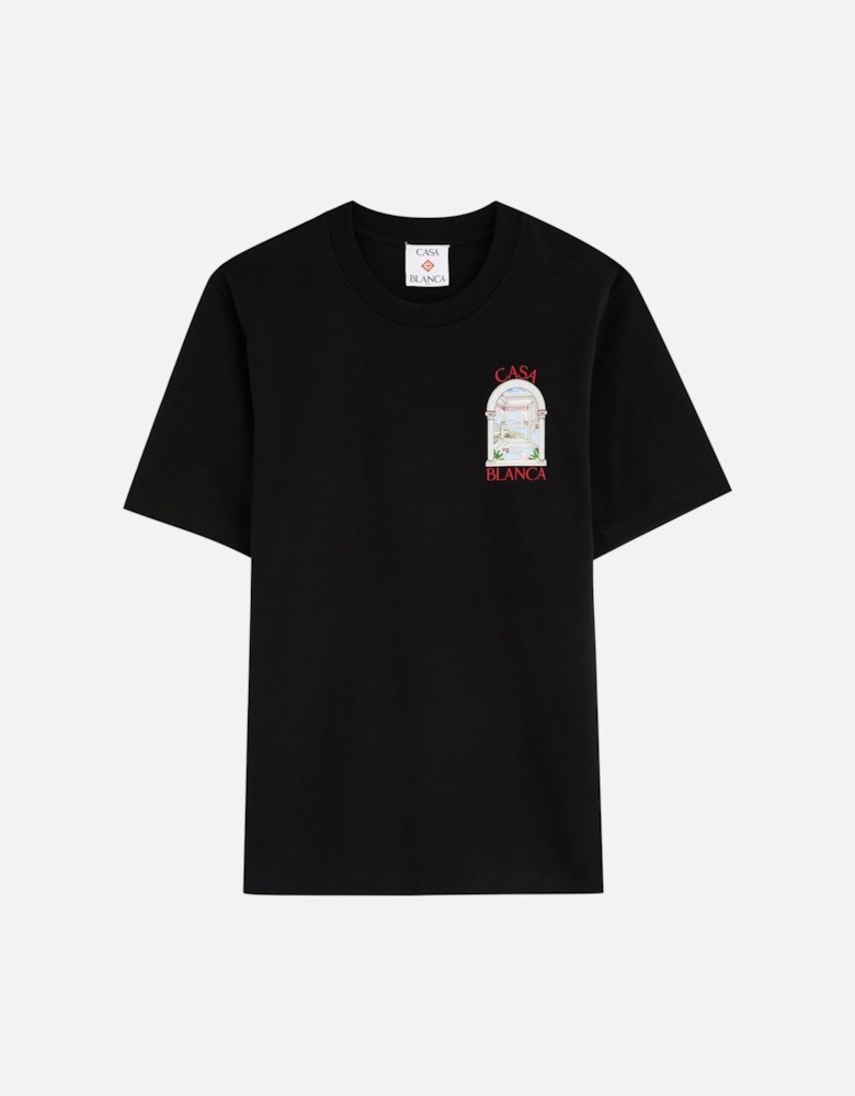 Frosty Mountain Screen Printed Oversized T-Shirt - Black
