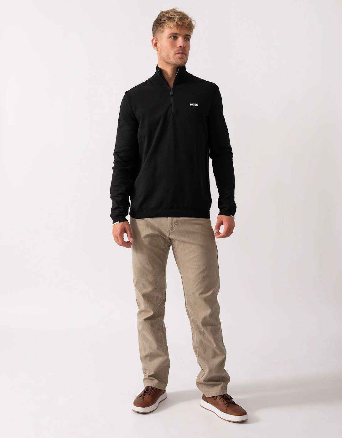 BOSS Green Ever-X Mens Quarter Zip Jumper - Black 001