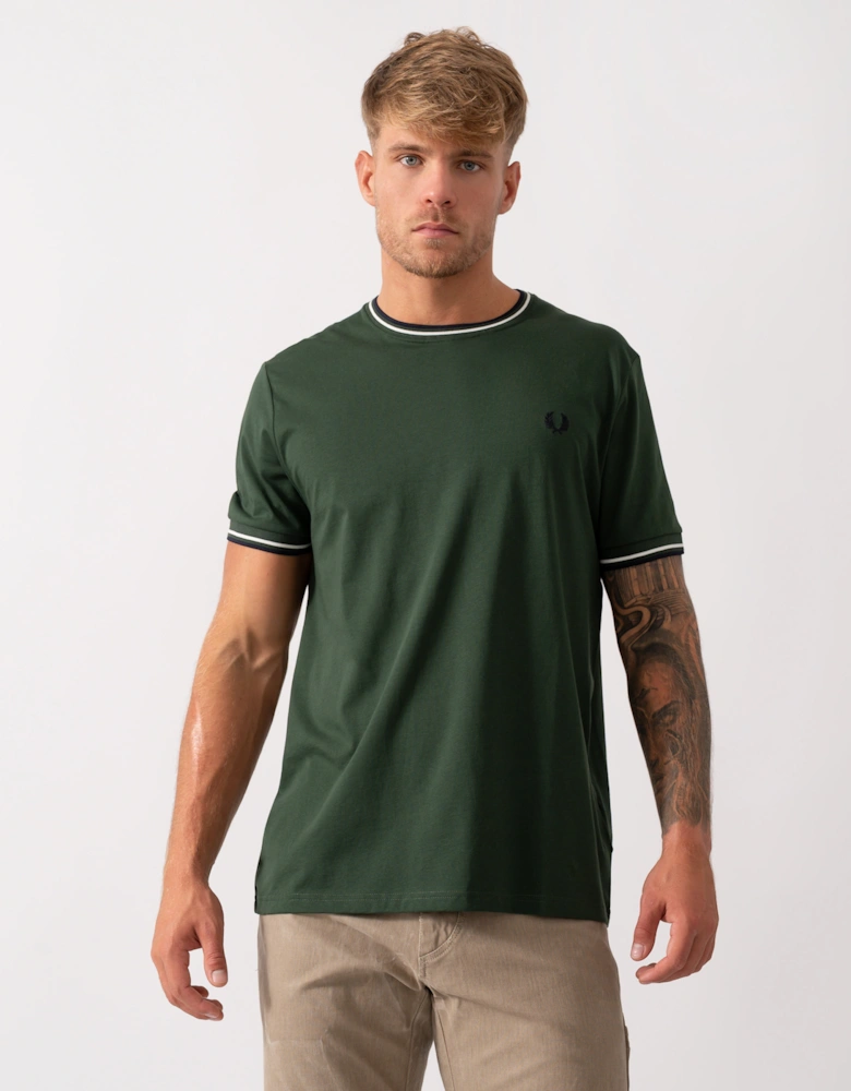 Mens Twin Tipped T-Shirt  - Court Green/Snow White/Navy 53A
