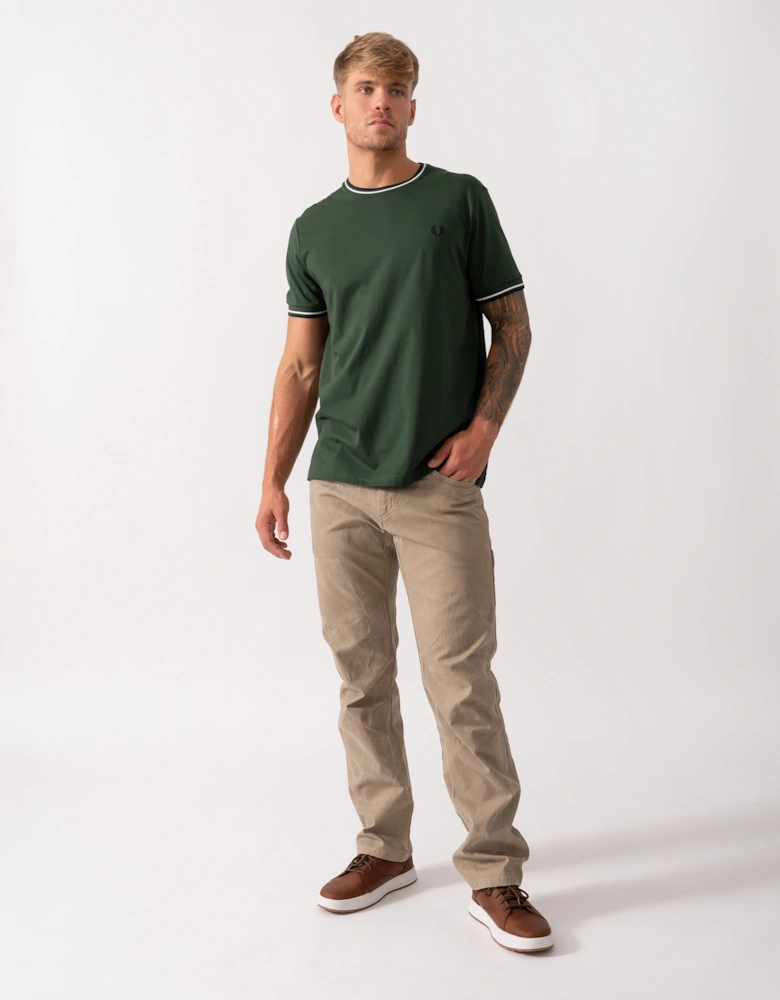 Mens Twin Tipped T-Shirt  - Court Green/Snow White/Navy 53A