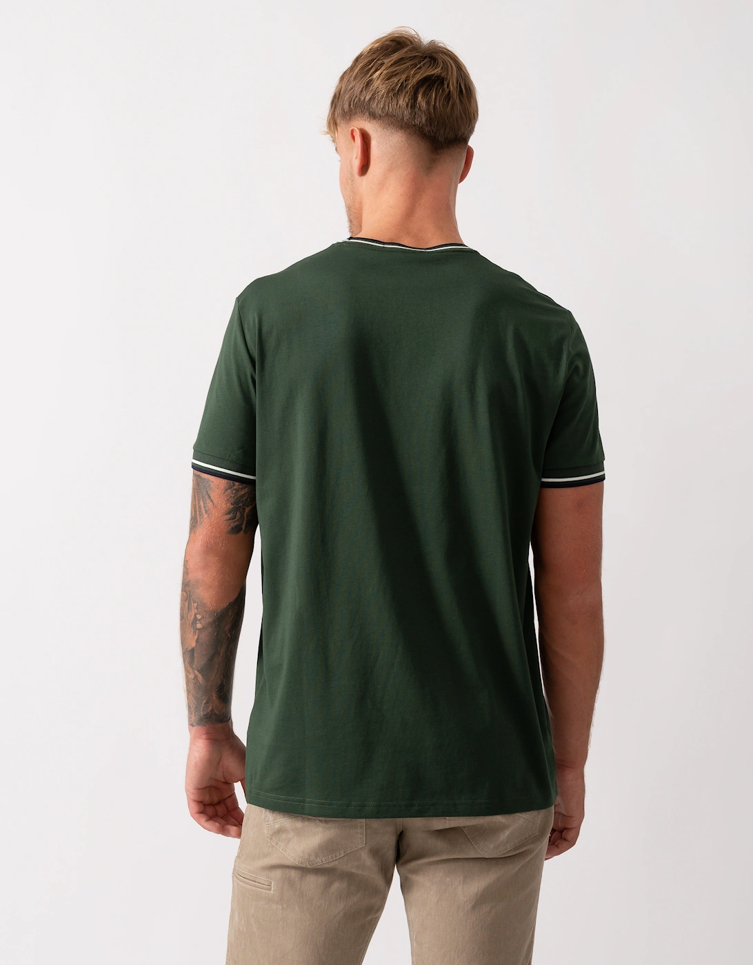 Mens Twin Tipped T-Shirt  - Court Green/Snow White/Navy 53A