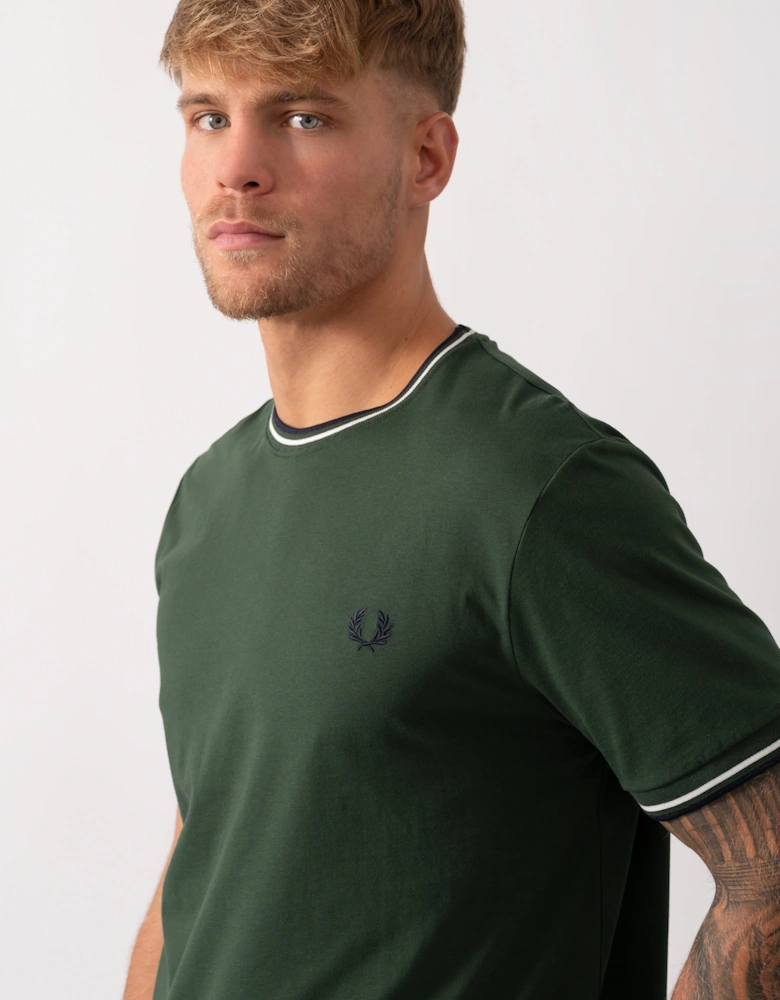 Mens Twin Tipped T-Shirt  - Court Green/Snow White/Navy 53A