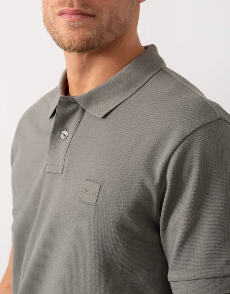 BOSS Orange Passenger Mens Stretch-Cotton Slim-Fit Polo Shirt with Logo Patch - Open Grey 076