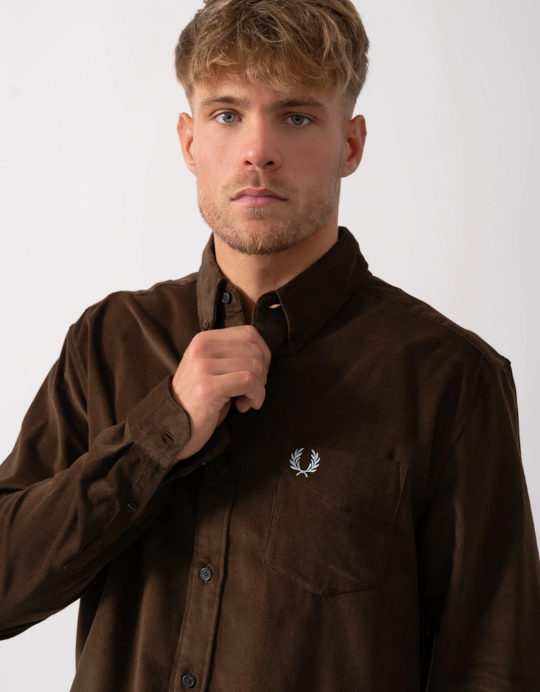 Mens Needle Cord Shirt - Burnt Tobacco Q21