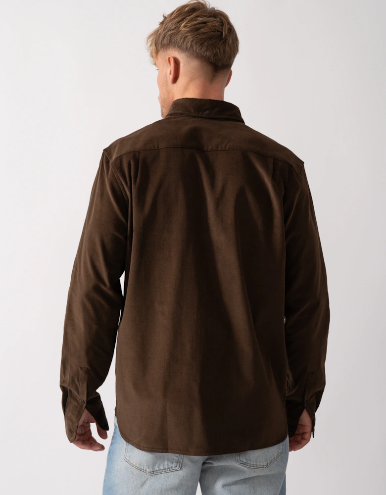 Mens Needle Cord Shirt - Burnt Tobacco Q21