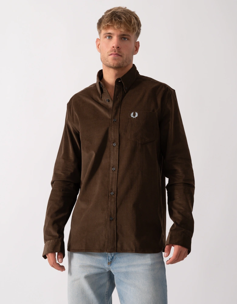 Mens Needle Cord Shirt - Burnt Tobacco Q21