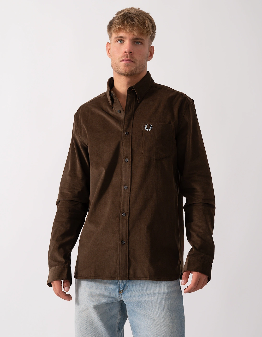 Mens Needle Cord Shirt - Burnt Tobacco Q21, 5 of 4