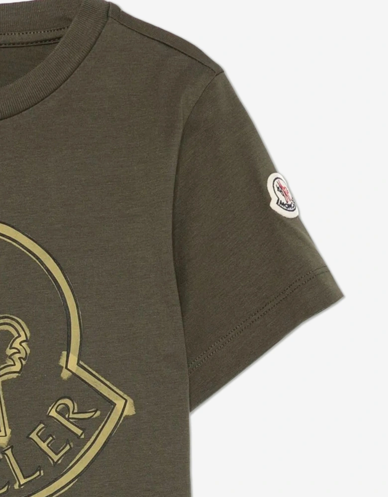 Enfant Boys Logo Print T-Shirt in Green