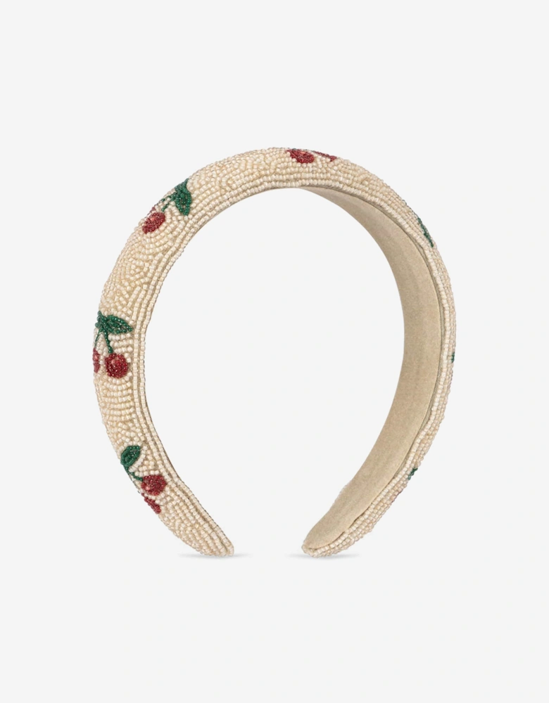 Konges Sløjd Girls Cherry Beaded Headband in Ivory