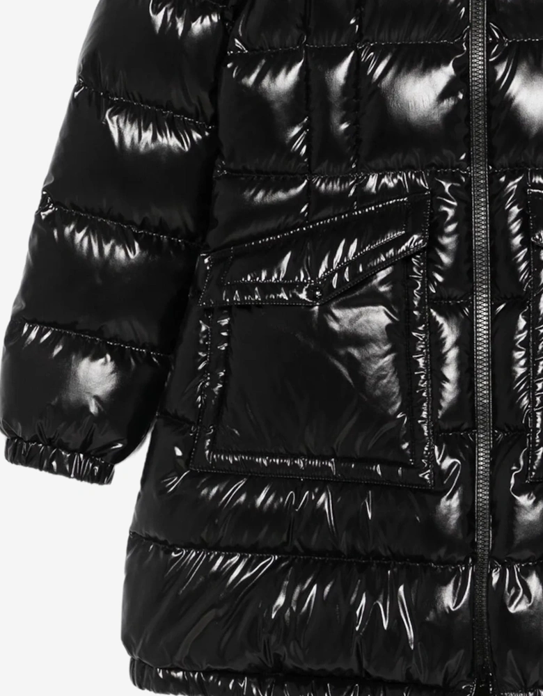 Enfant Girls Aruna Down Padded Long Parka Coat in Black