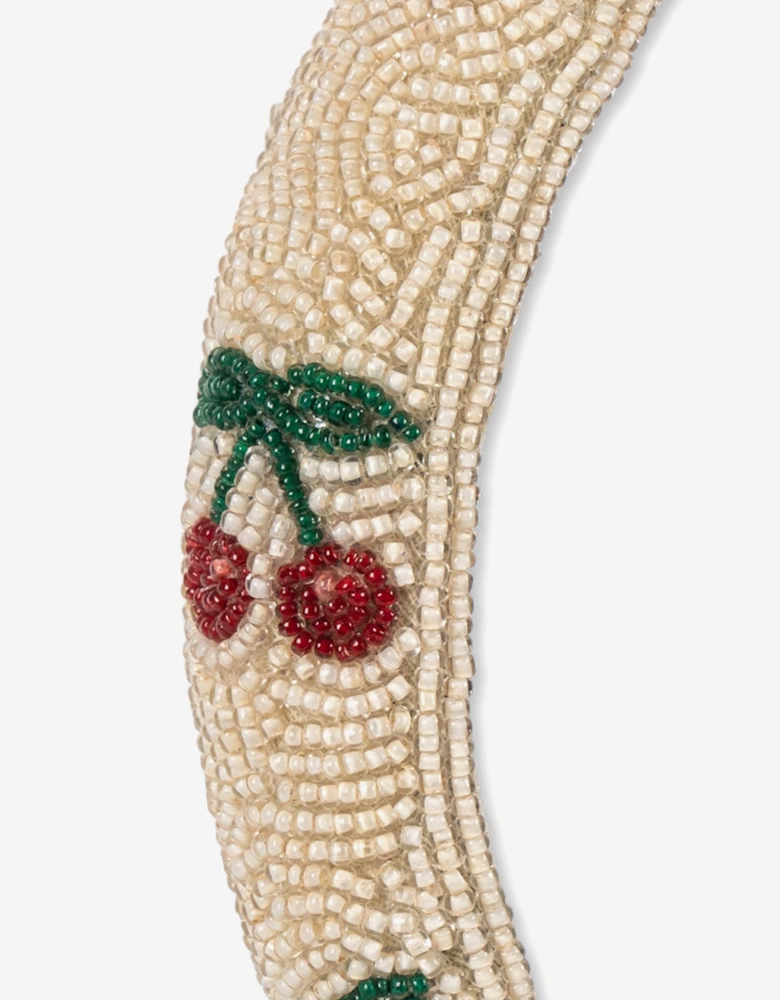 Konges Sløjd Girls Cherry Beaded Headband in Ivory