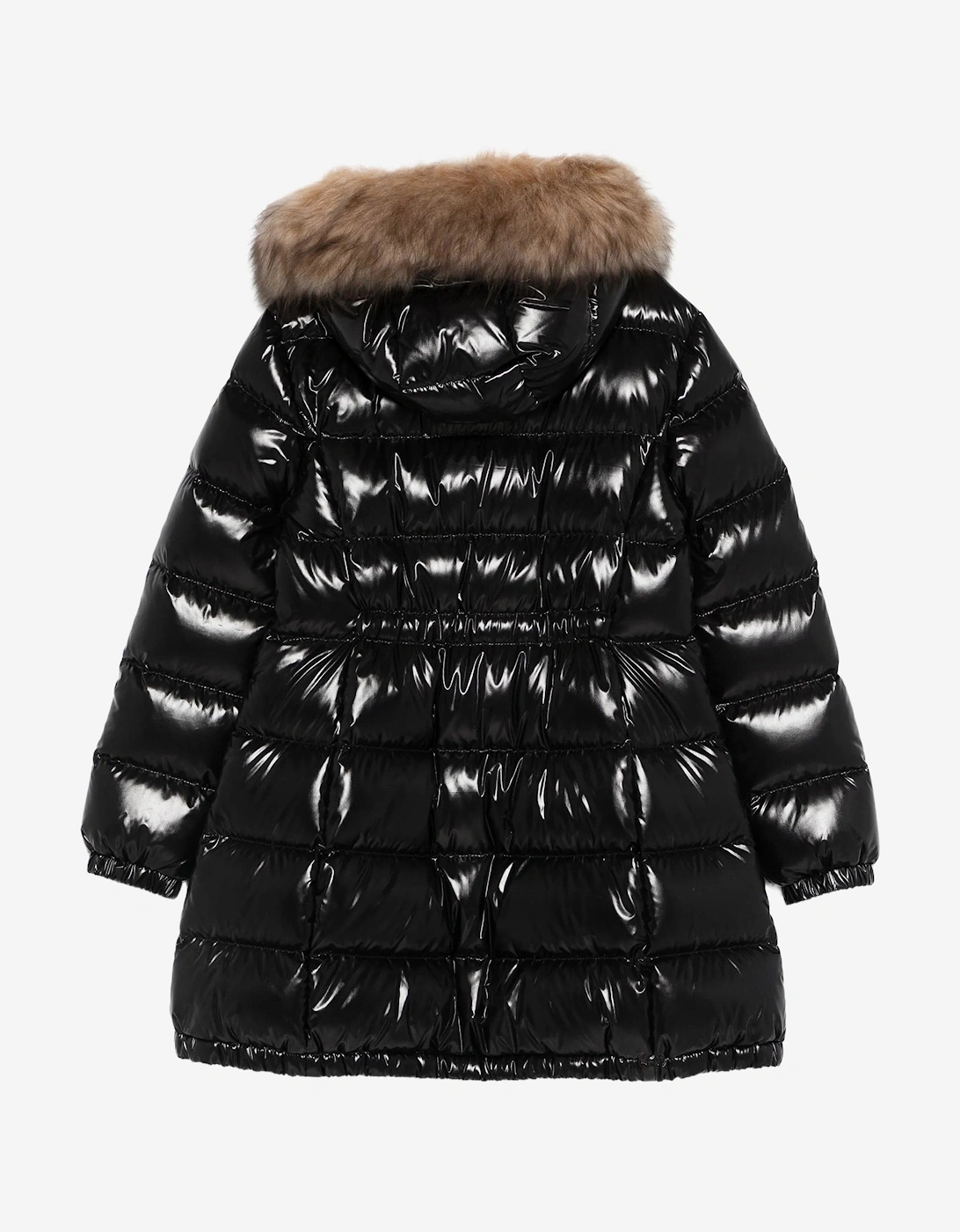 Enfant Girls Aruna Down Padded Long Parka Coat in Black