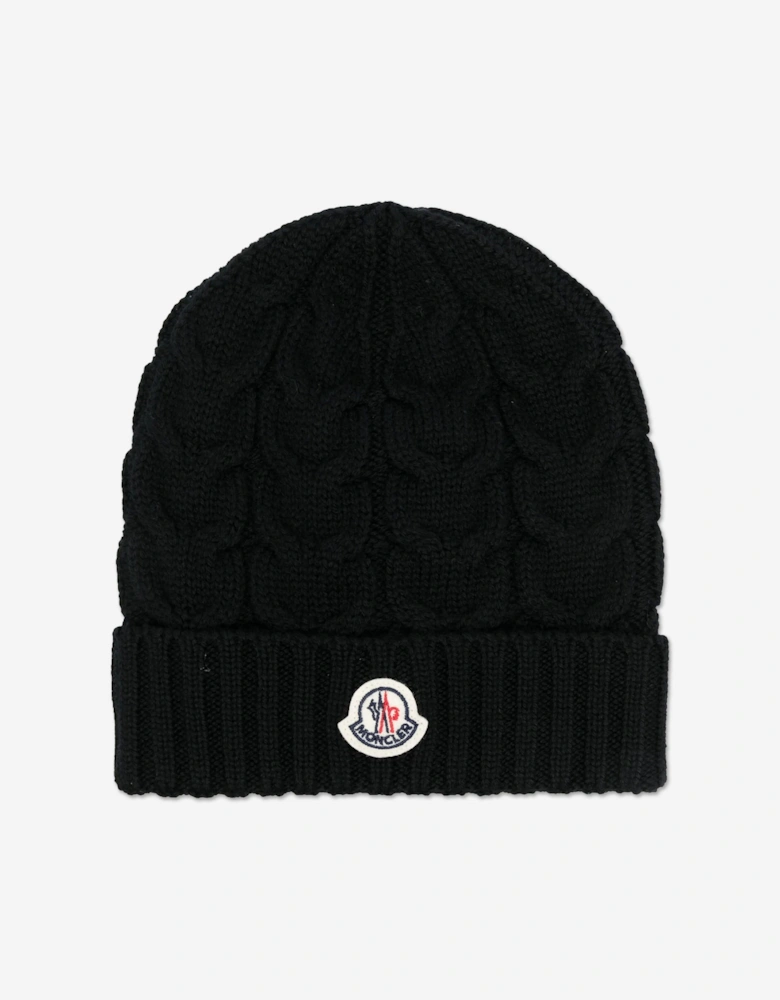 Enfant Boys Wool Knit Beanie Hat in Black