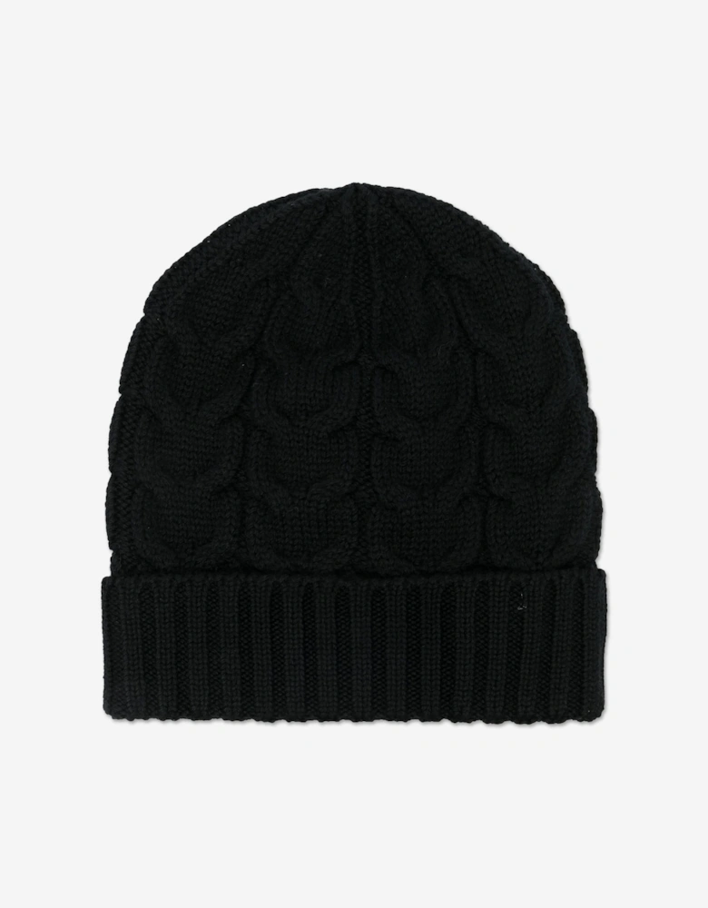 Enfant Boys Wool Knit Beanie Hat in Black