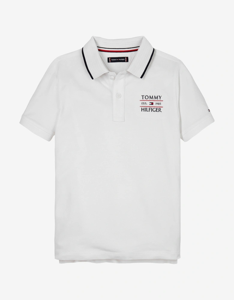 Boys Flag Polo Shirt in White
