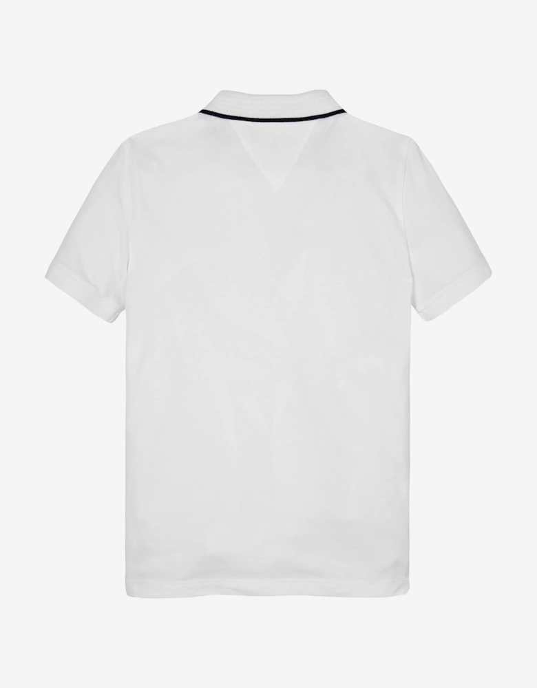 Boys Flag Polo Shirt in White