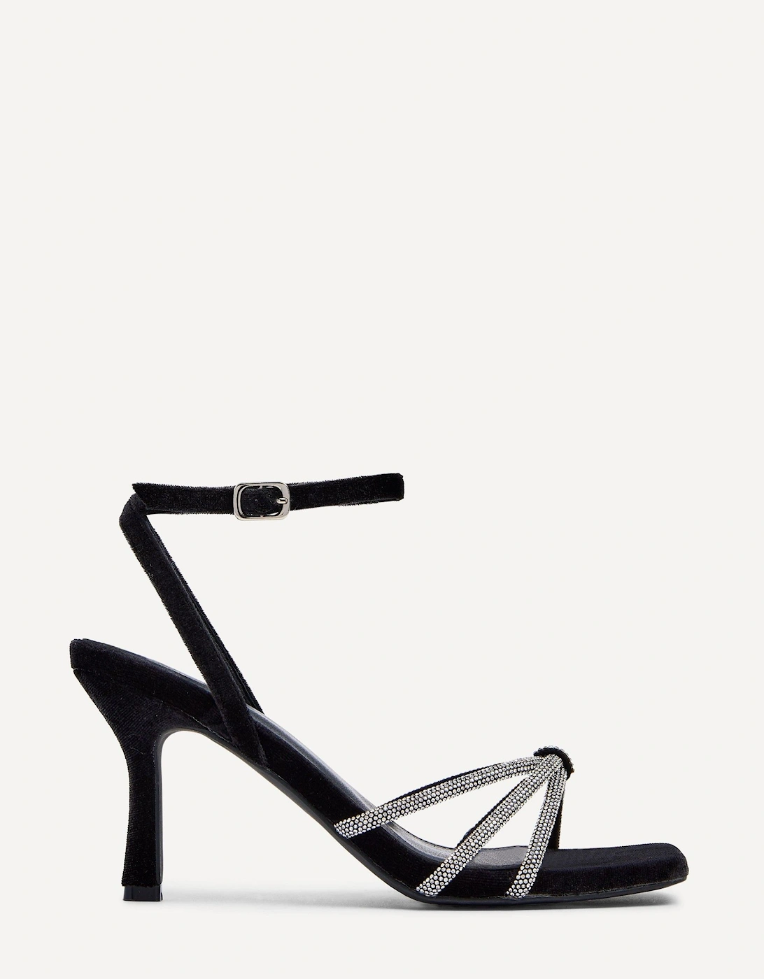 Polly Black Velvet Stiletto Heeled Sandal, 2 of 1