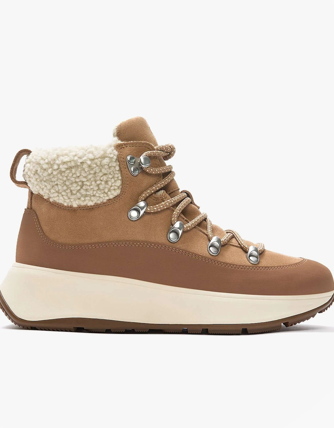 F-MODE TEDDY-COLLAR WARM SUEDE Womens Suede Booties Desert Tan, 7 of 6