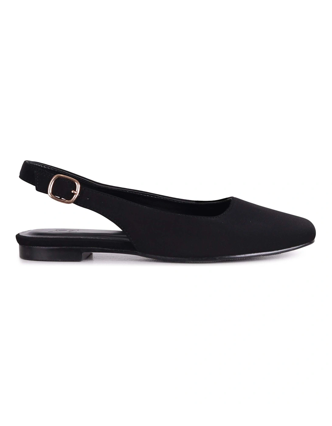 Lidia Black Lycra Square Toe Flat Shoe, 2 of 1