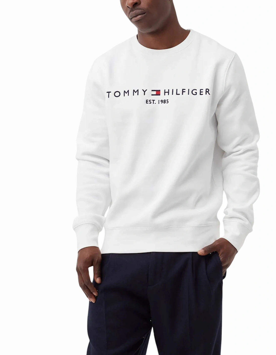 Mens Fleece Sweatshirt Embroidered Logo Pullover Crew Neck Jumper, 4 of 3