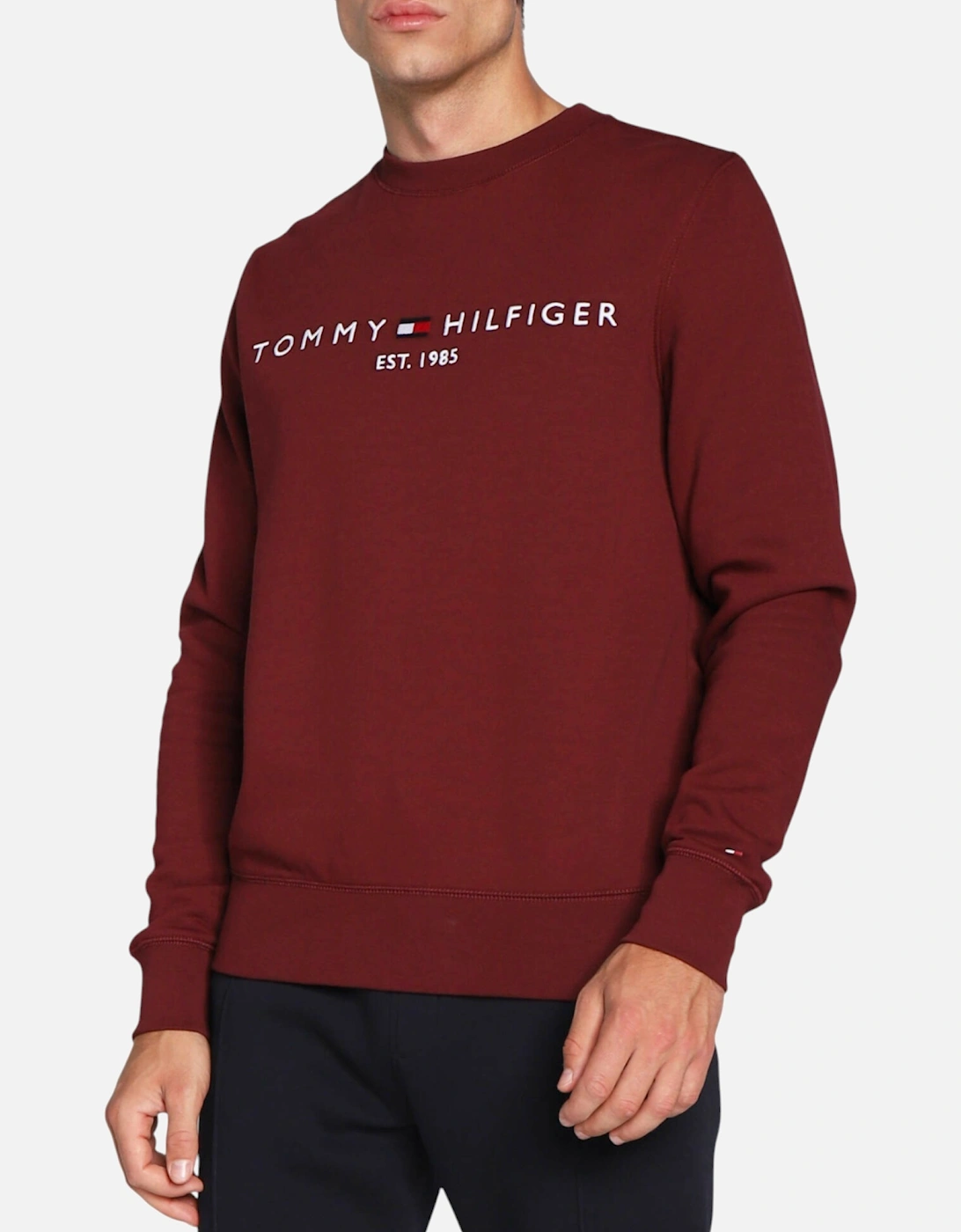 Mens Fleece Sweatshirt Embroidered Logo Pullover Crew Neck Jumper