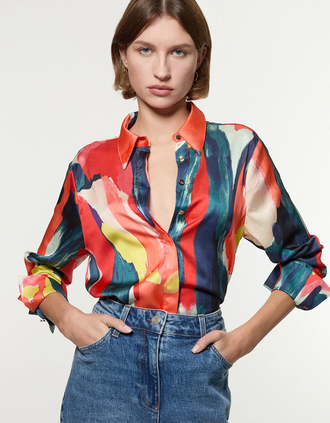 Satin Printed Woven Shirt, 2 of 1