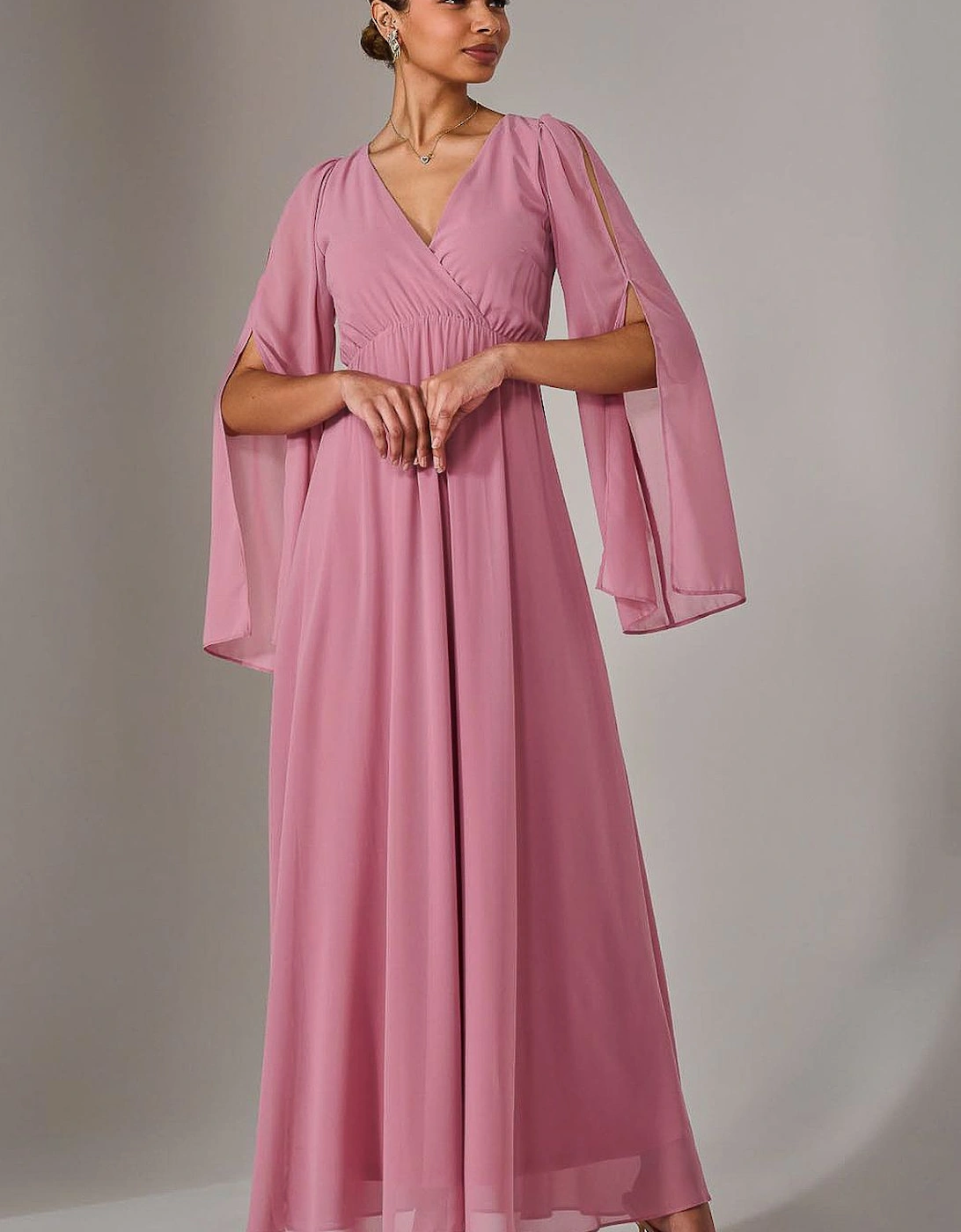 Chiffon Cap Sleeve Maxi Dress, 2 of 1