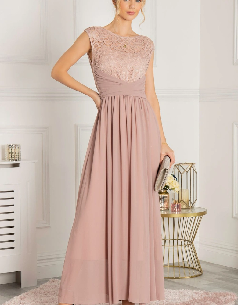 Lace Bodice Maxi Prom Dress