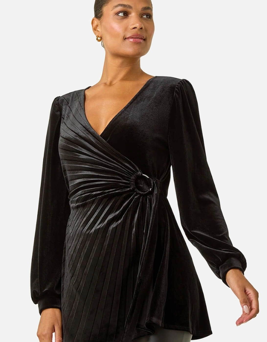 Velvet Pleated Wrap Top, 2 of 1