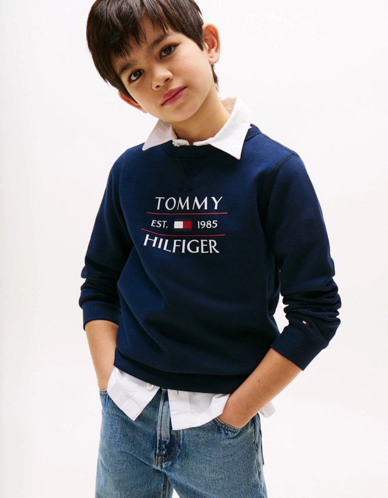 Boys Tommy Flag Sweatshirt in Navy