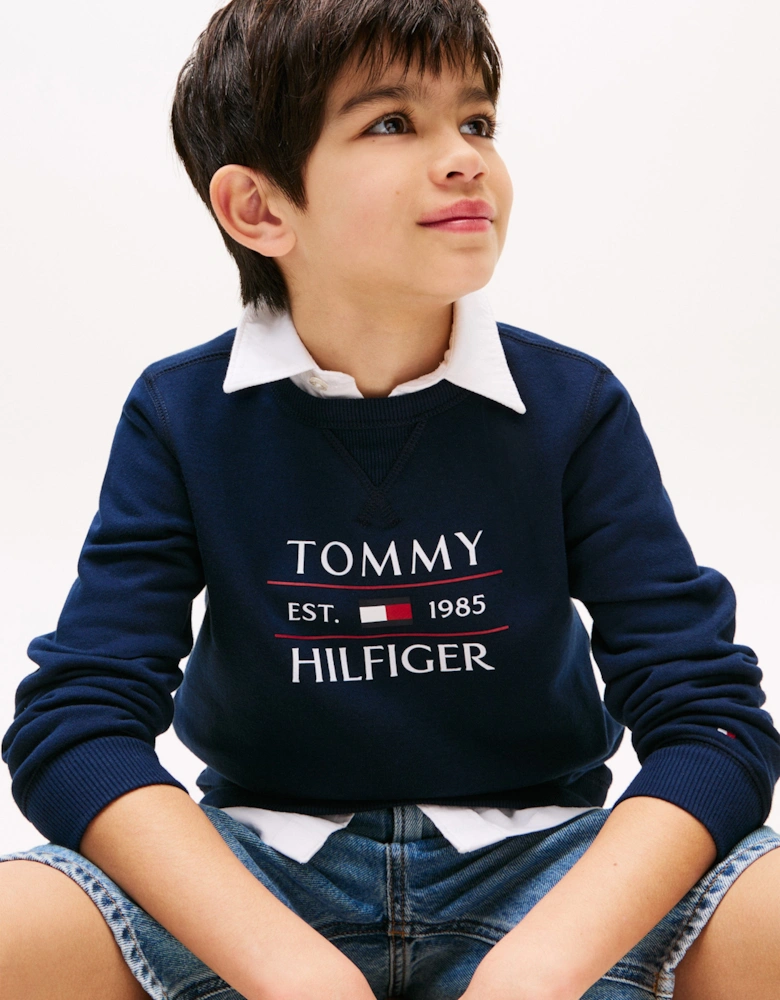 Boys Tommy Flag Sweatshirt in Navy