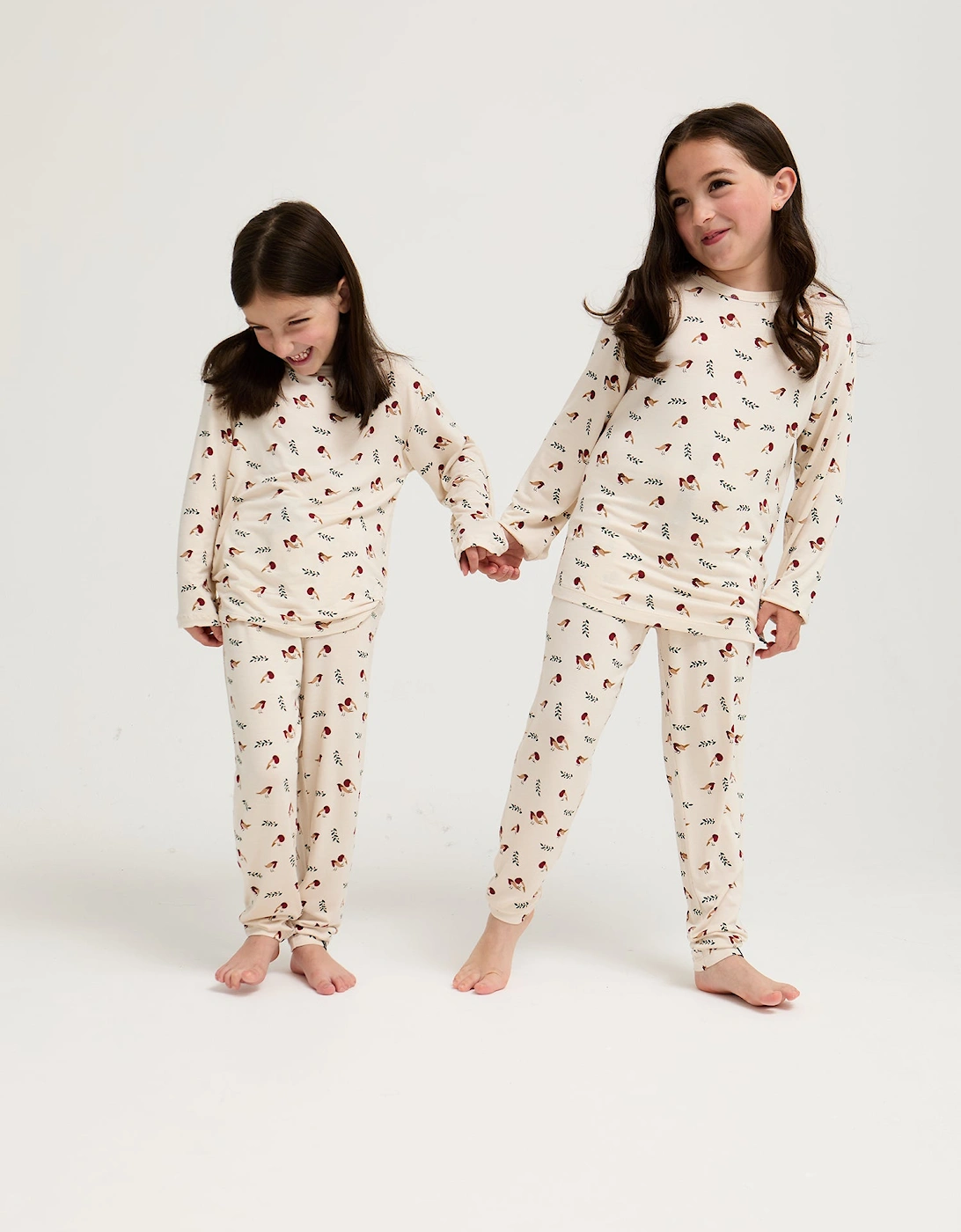 Little You Bamboo Festive Pyjama Set in Robin Print