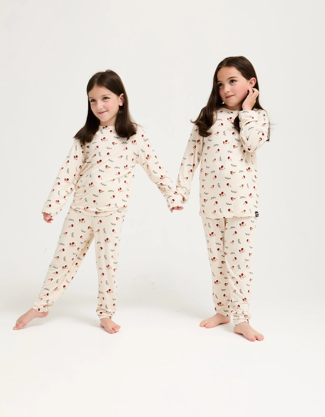 Little You Bamboo Festive Pyjama Set in Robin Print