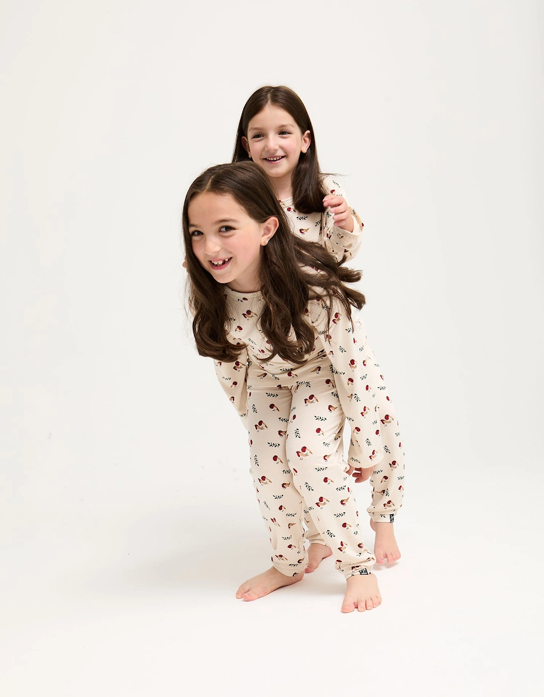 Little You Bamboo Festive Pyjama Set in Robin Print